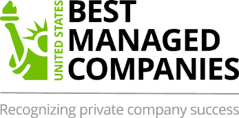 This is a logo for the United States Best Managed Companies program, with subtext that reads "Recognizing private company success"