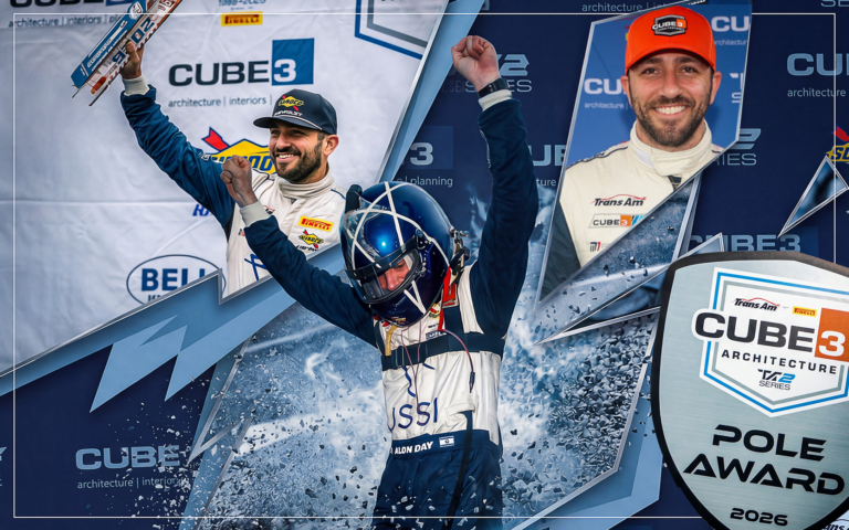 Photo collage of professional Israeli NASCAR driver Alon Day
